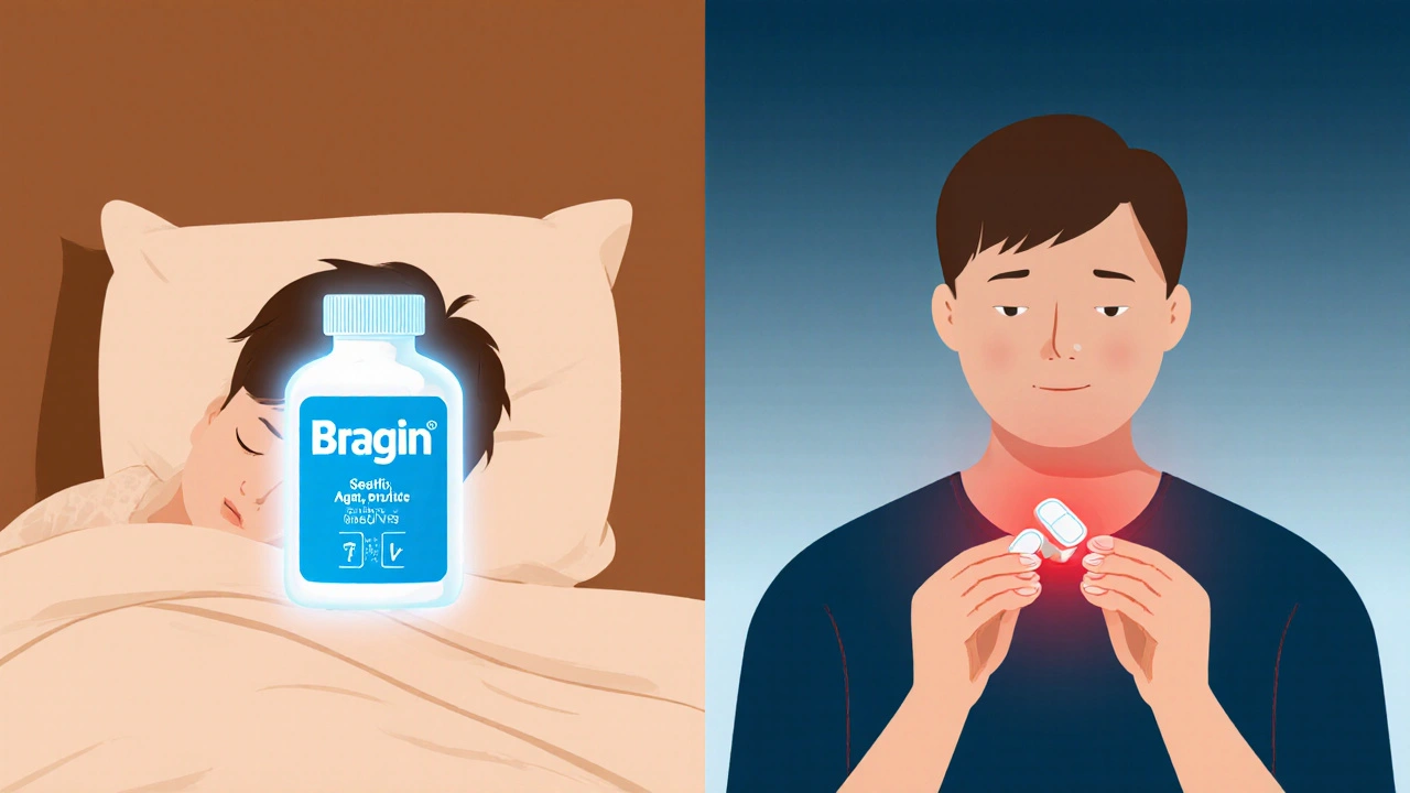 Konceptuální obrázek: bezpečná péče o dítě s Brufenem vs. opatrnost u dospělých s Ibalginem.