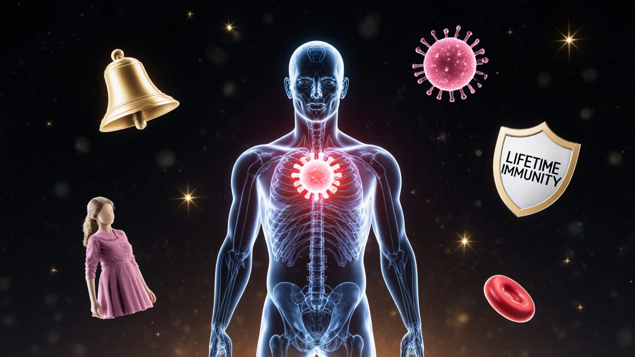 Transparenté tělo s virusovým particí, který zmizí po 7 dnech.