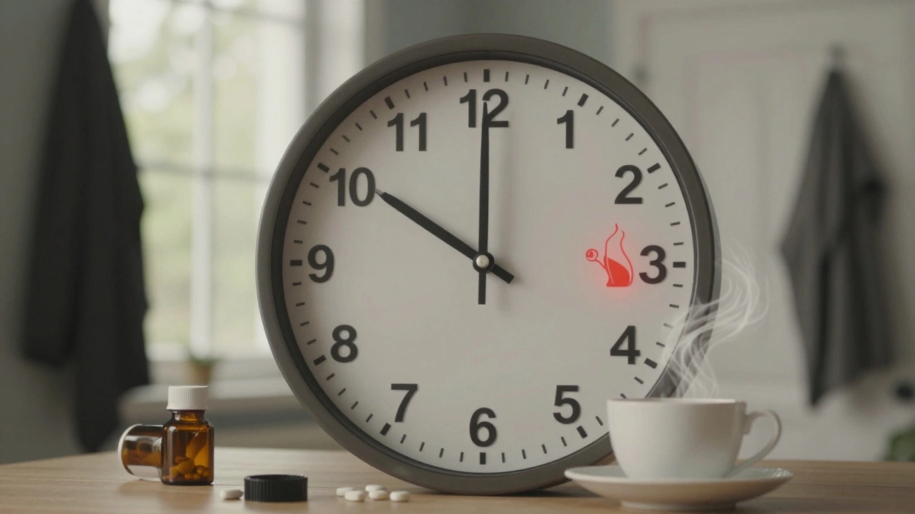 Hodiny s ukazateli zdraví ukazujícími pomalé zotavení po chřipce.