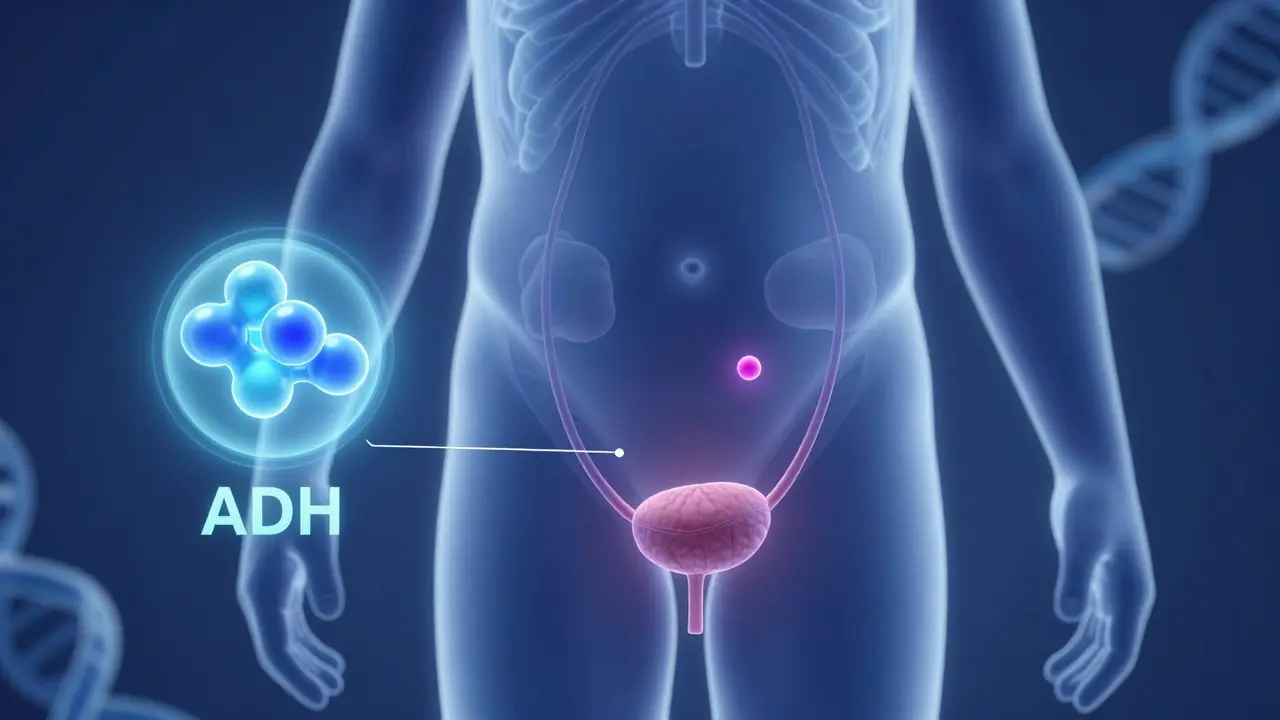 Schéma biologických příčin nočního pomočování u dětí