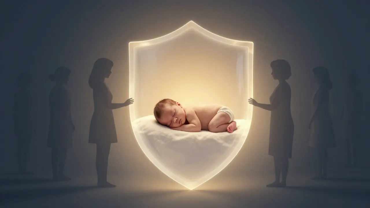 Novorozec chráněný imunitním štítem tvořeným dospělými