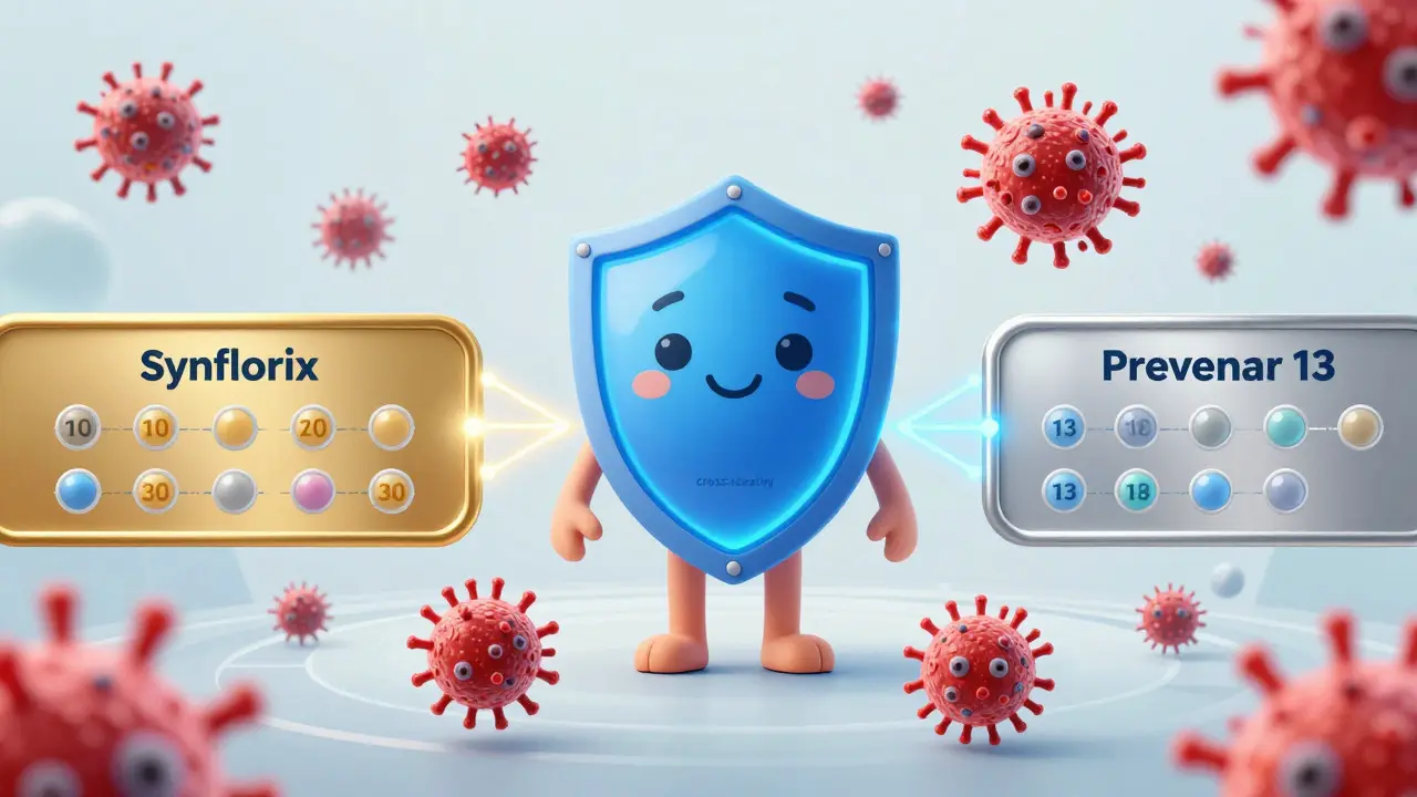 Ilustrace imunitní ochrany proti pneumokokům s vizualizací křížové reakce