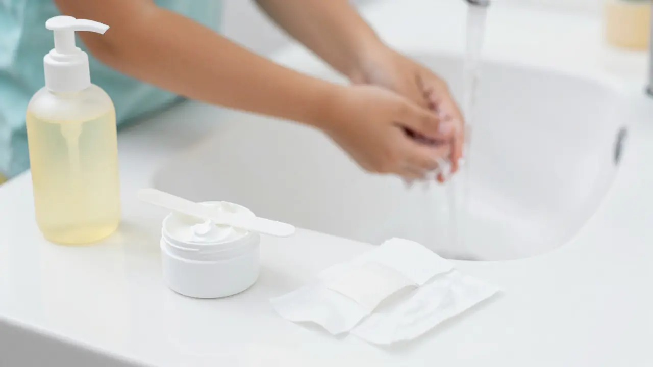 Antibiotická mast a čistá ruka při léčbě kožní infekce