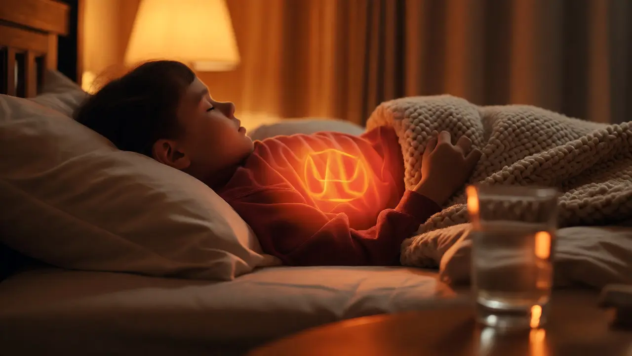 Dítě spí v teple, chráněné před prochladnutím ledvin