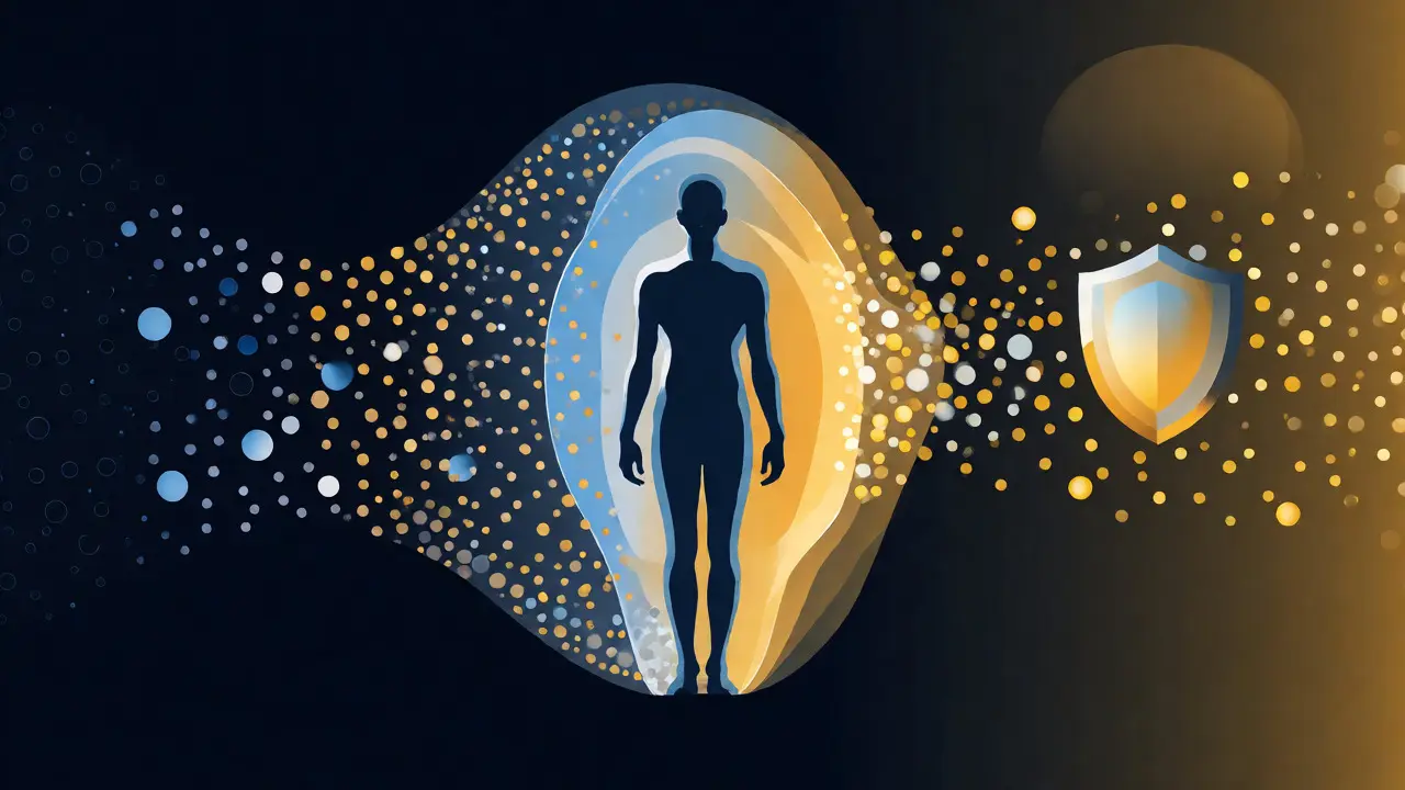 Konceptuální ilustrace klesající imunity a posilovací dávky